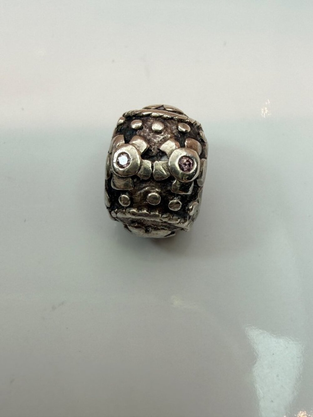 Retired Pandora 790390PCZ Decorative Egg Pink CZ Sterling Silver Charm-RARE